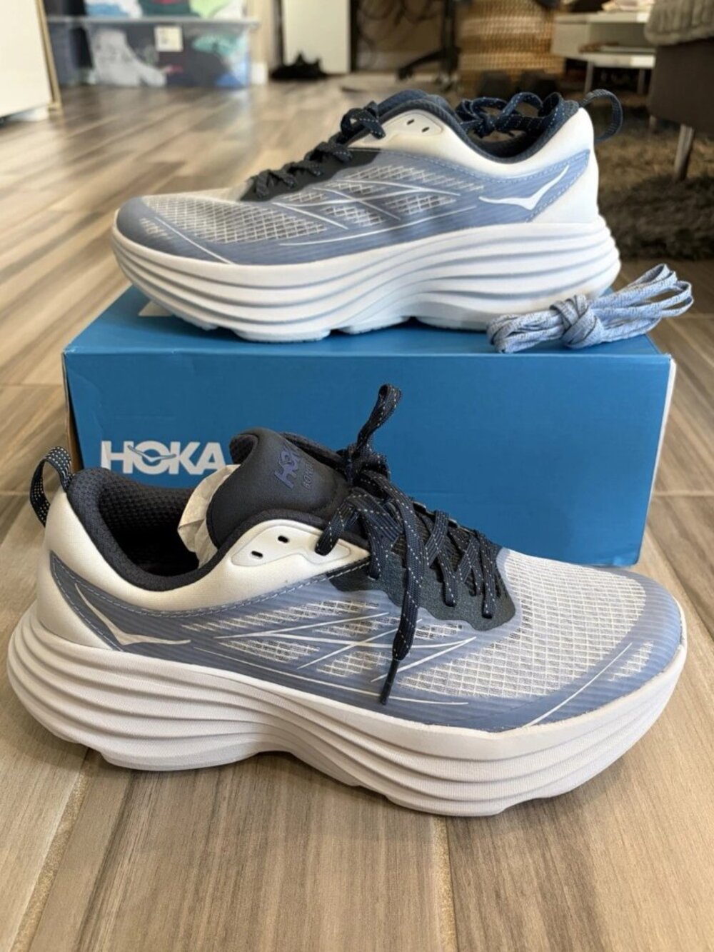 Men's Hoka One Bondi 8 TS Caged Shoes - Sea Ice Blue Grape Agate 115539M-SPRG